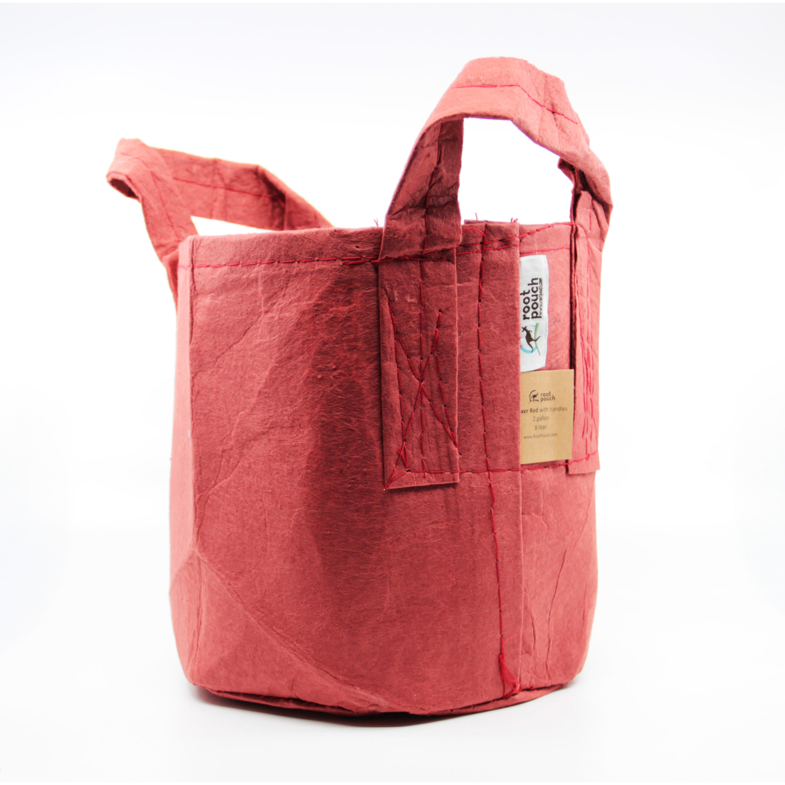 Pot Root Pouch en tissu géotextile rouge avec poignée 8 litres (2
