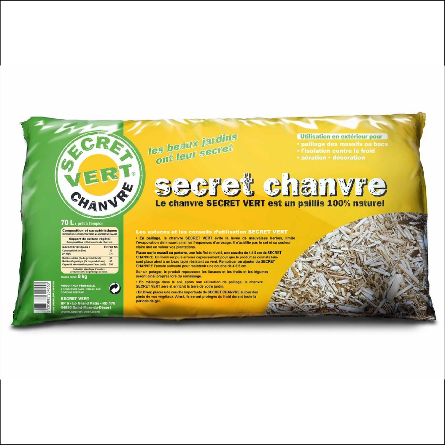 Paille De Chanvre Aubi Zoo 7 Kg - Litière écologique, Absorbante, Faible En Poussière, Cultivée En France